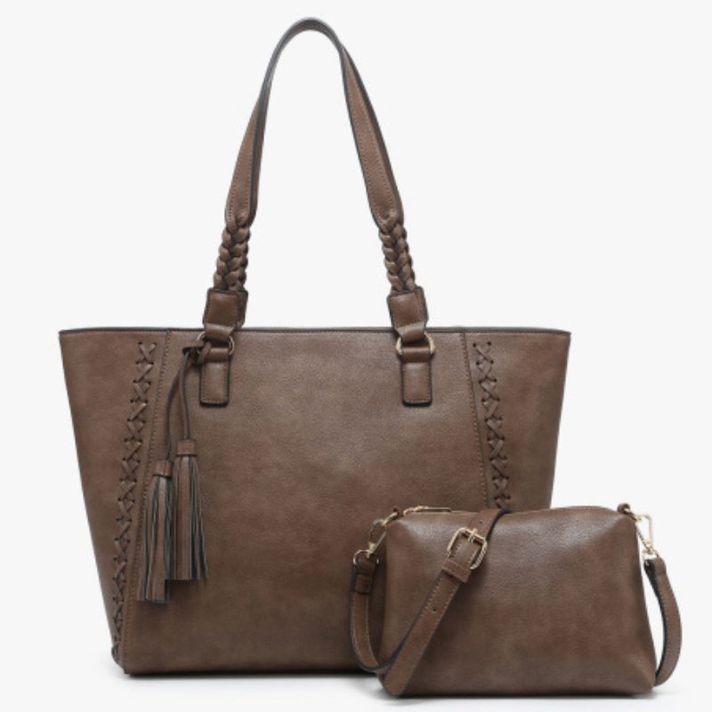 Lisa Braided Tote Dark Chocolate